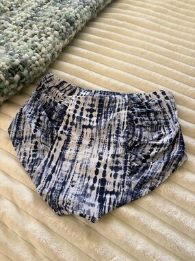 Classic Navy & White Tie-Dye High-Waist Bikini Bottom